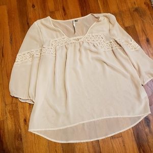 Cream, sheer blouse by Lauren Conrad